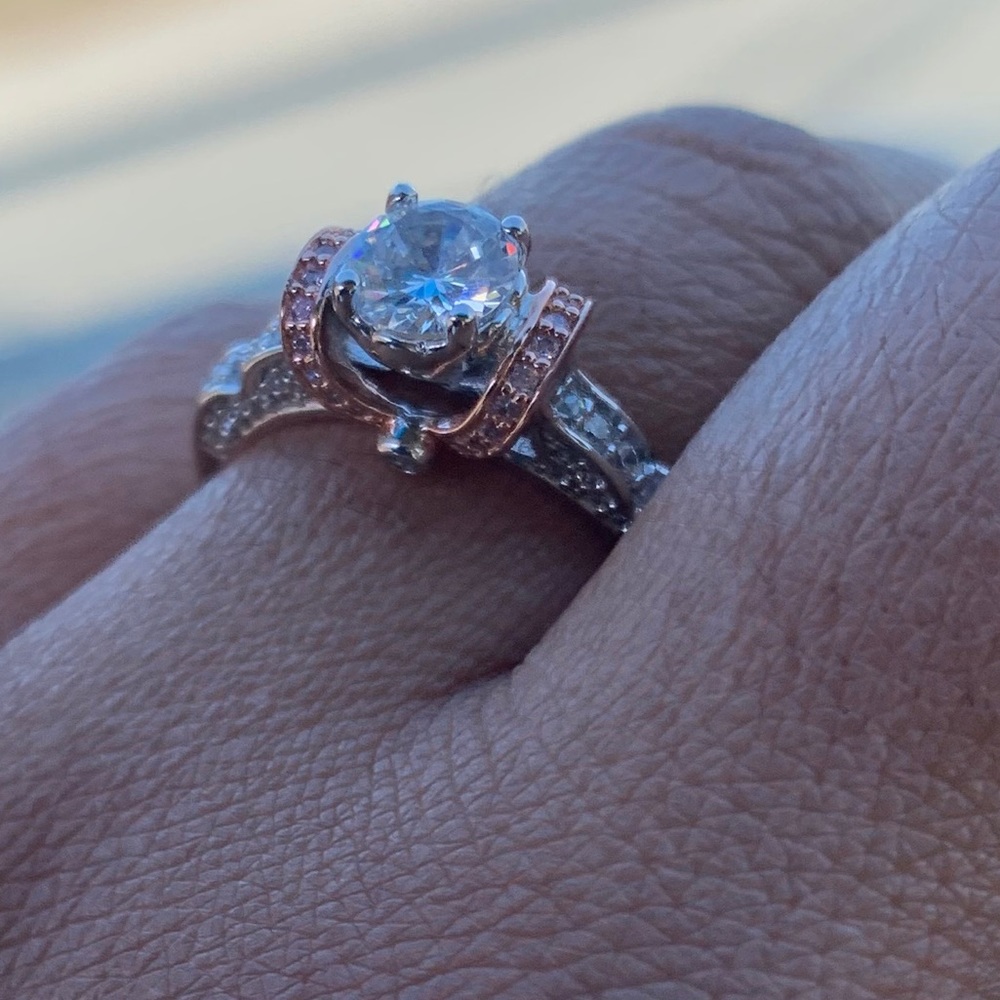 .925 sterling, rose gold cubic zirconia ring